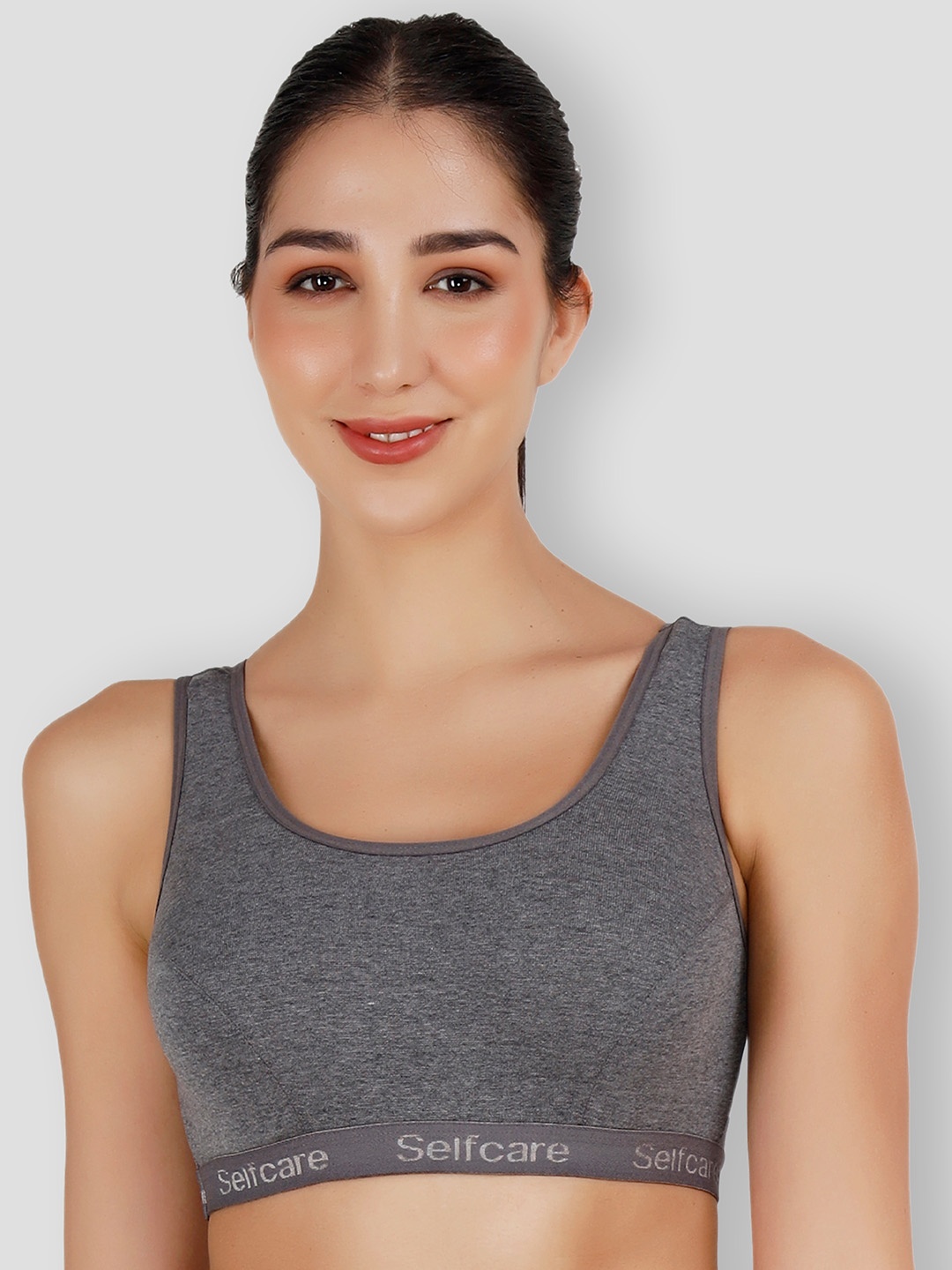 

SELFCARE Shoulder Strap Cotton Thermal Tops, Grey