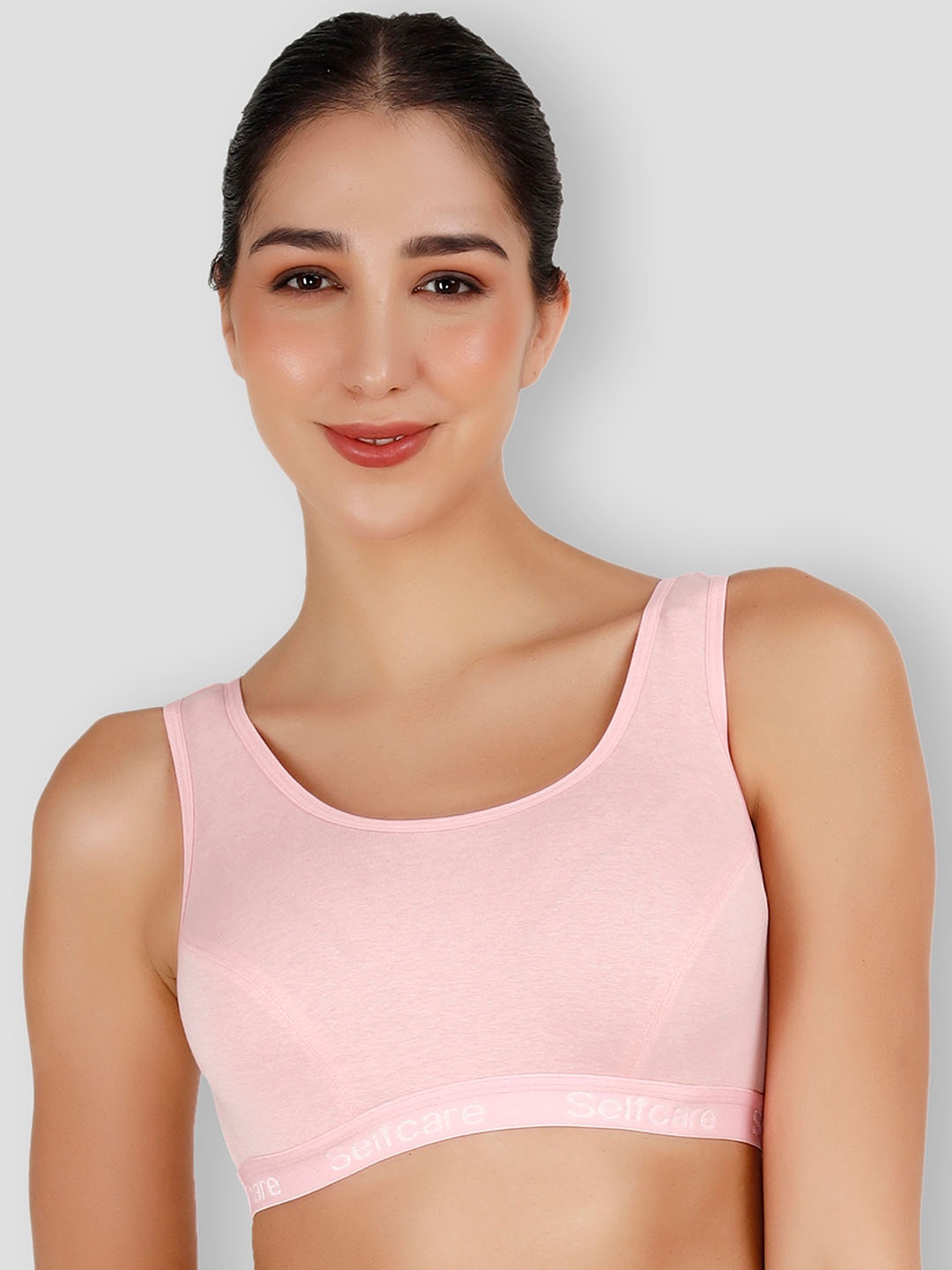 

SELFCARE Shoulder Strap Cotton Thermal Tops, Pink
