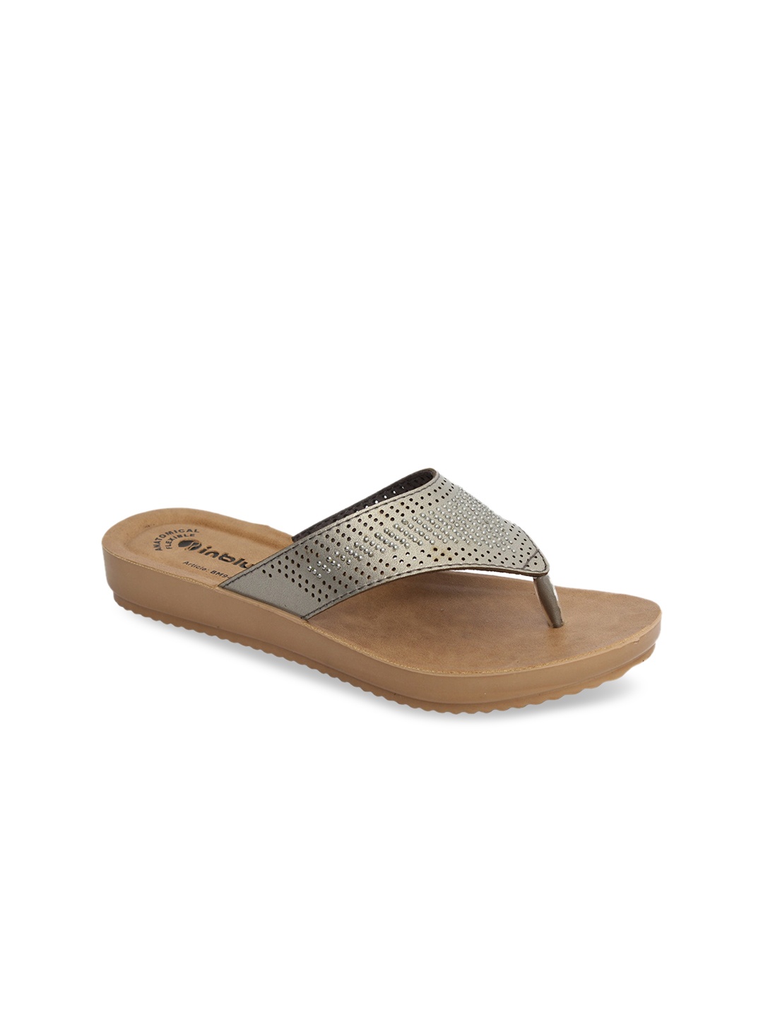 

Inblu Embellished Lightweight & Anti Skid Open Toe Flats, Grey