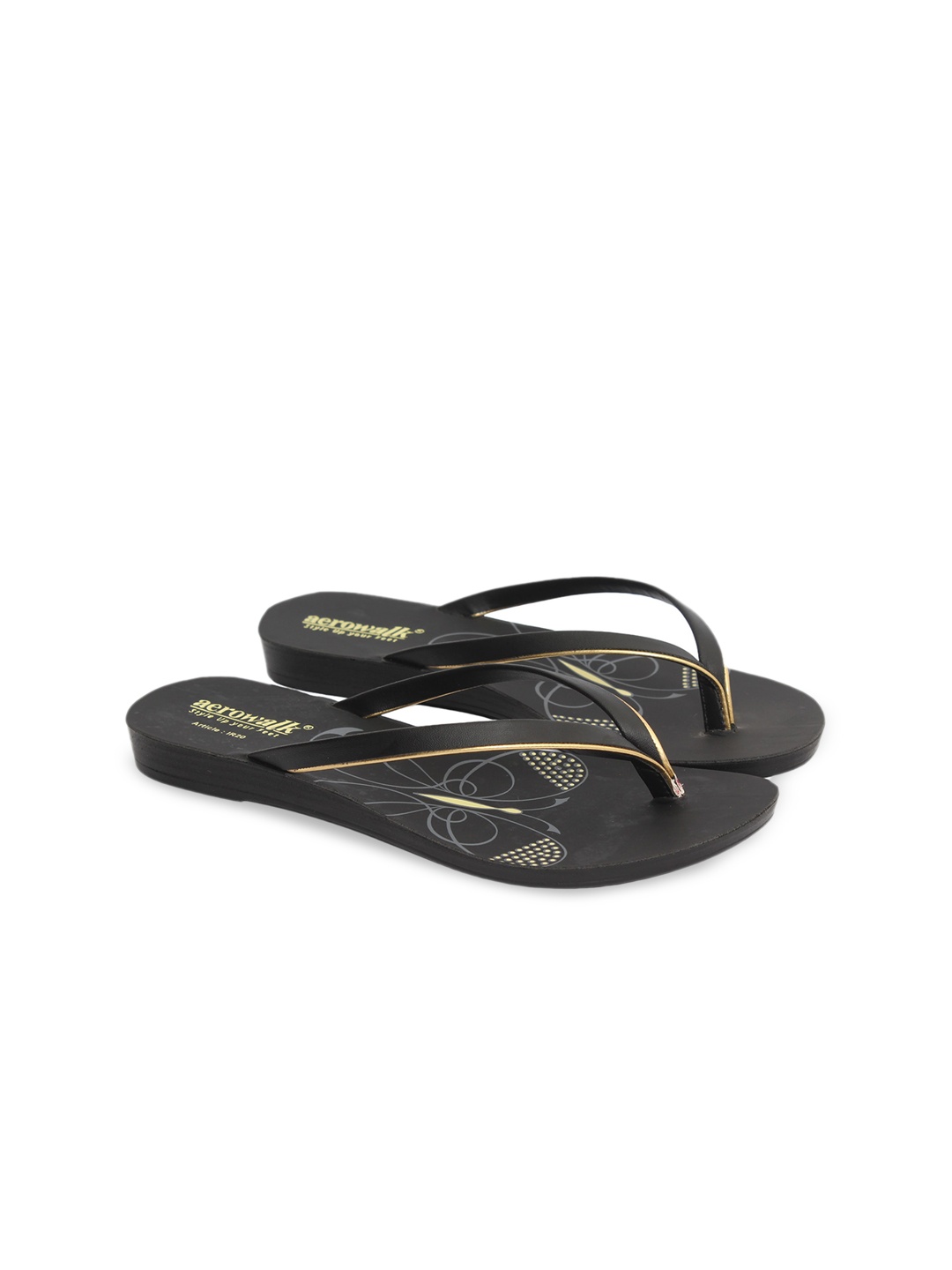 

Inblu Printed Lightweight Anti Skid Open Toe Flats, Black