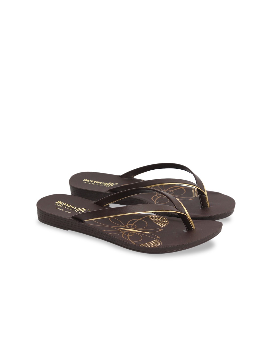 

Inblu Printed Lightweight Anti Skid Open Toe Flats, Brown
