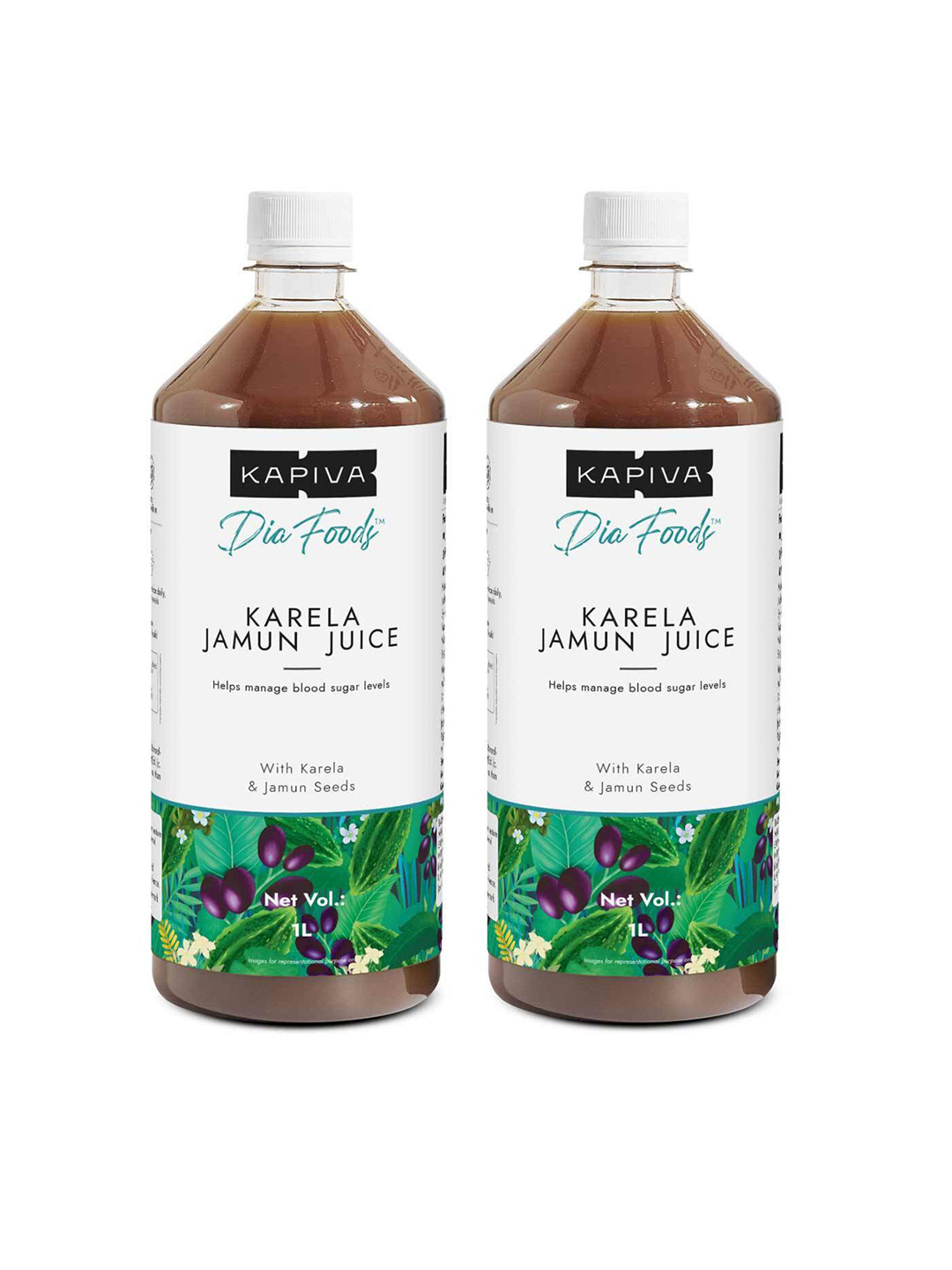 

Kapiva Set Of 2 Karela Jamun Juice To Manage Blood Sugar Levels - 1L Each, Brown