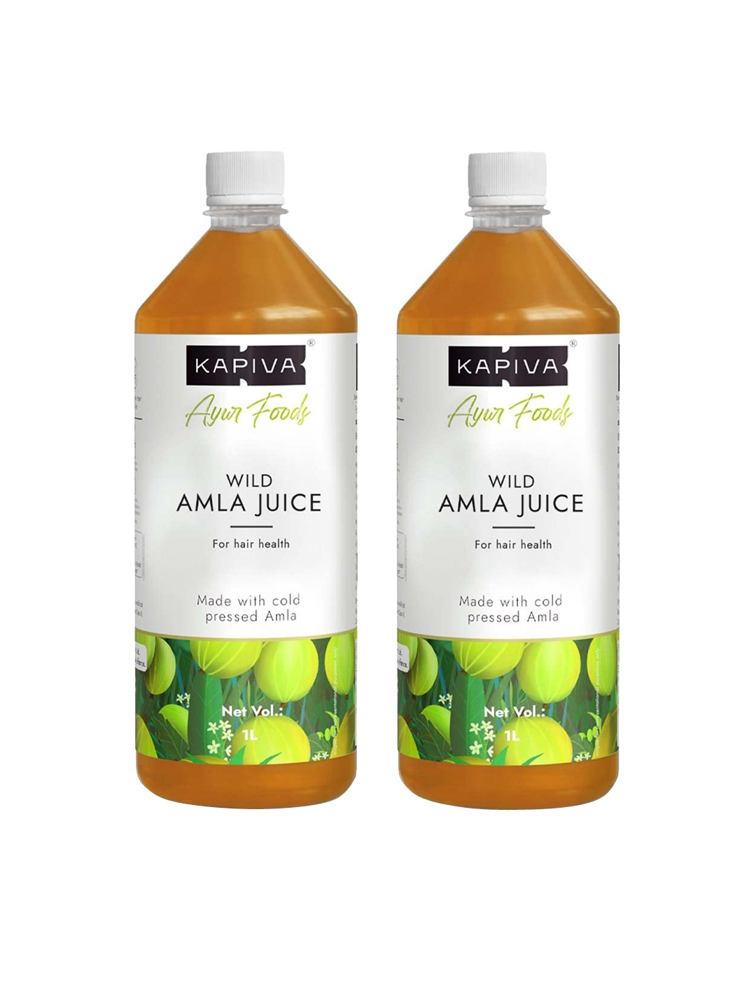 

Kapiva Ayur Foods Set Of 2 Wild Amla Juice With Cold Pressed Amla For Hair Health- 1L Each, Brown