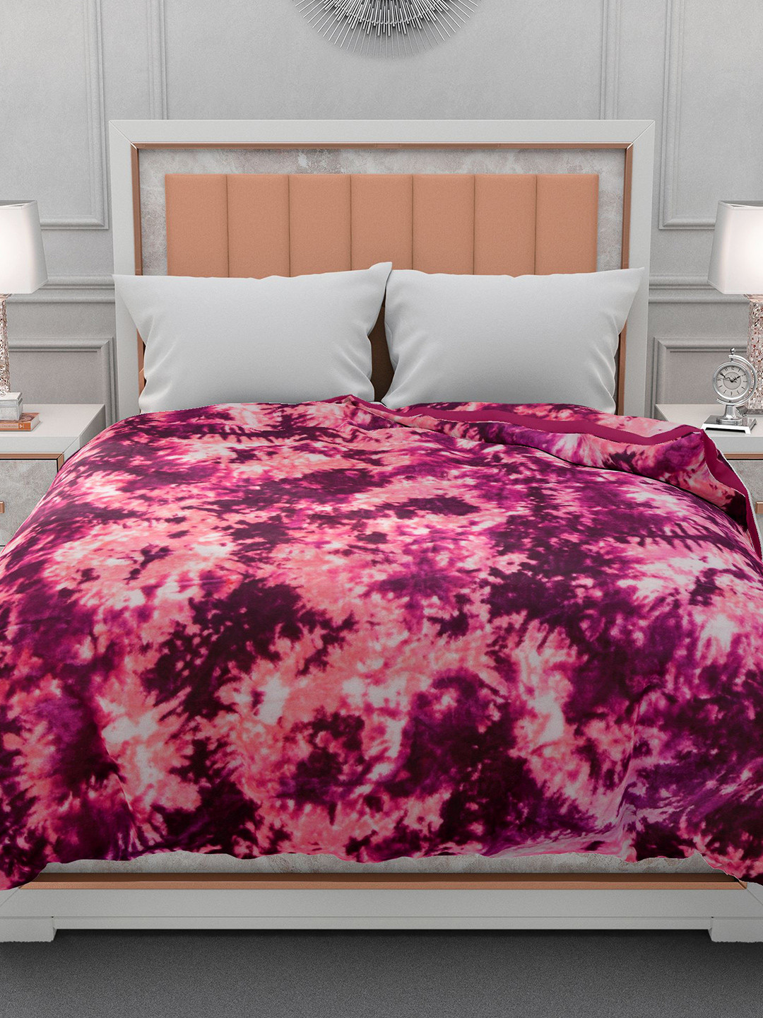 

Spangle Brown & Pink Abstract Printed Mink Heavy Winter 500 GSM King Double Bed Blanket