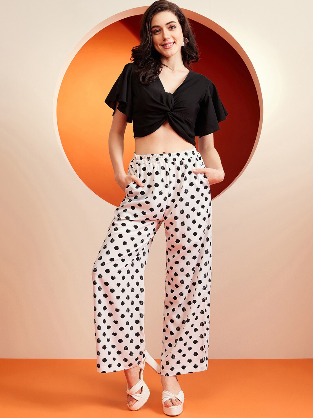 

KASSUALLY Black V-Neck Top woth Trousers