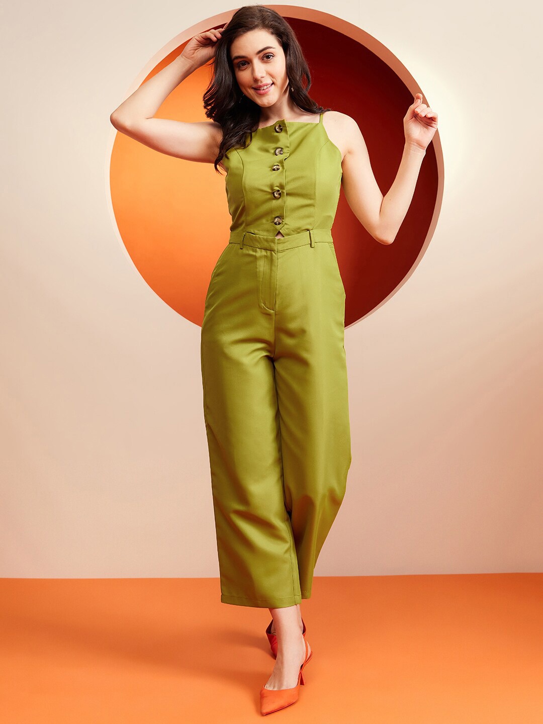 

KASSUALLY Shoulder Straps Basic Jumpsuit, Green