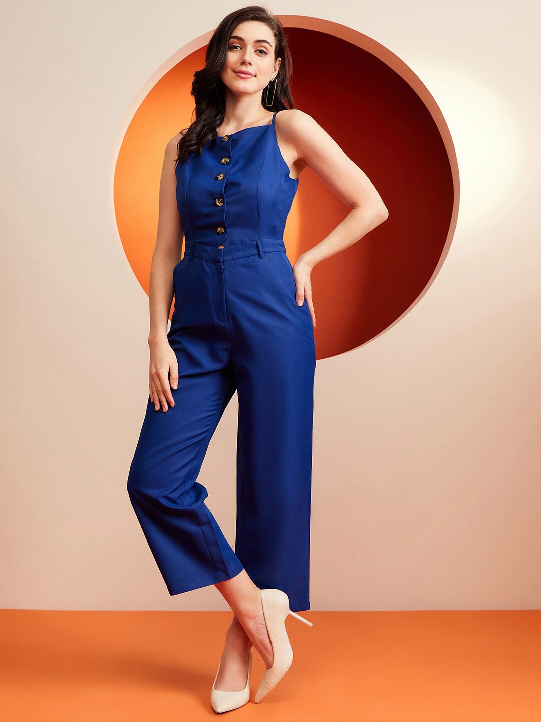 

KASSUALLY Blue Shoulder Straps Basic Jumpsuit