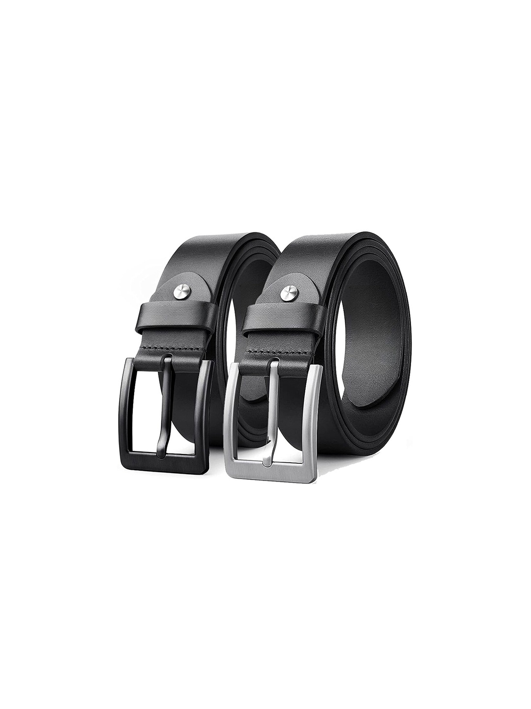

Roadster Men Set Of 2 Leather Belts, Black