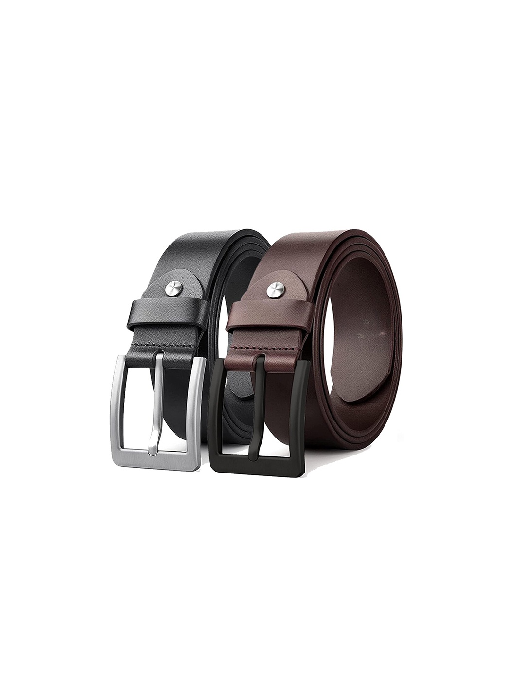 

Roadster Men Set Of 2 Leather Formal Belt, Black