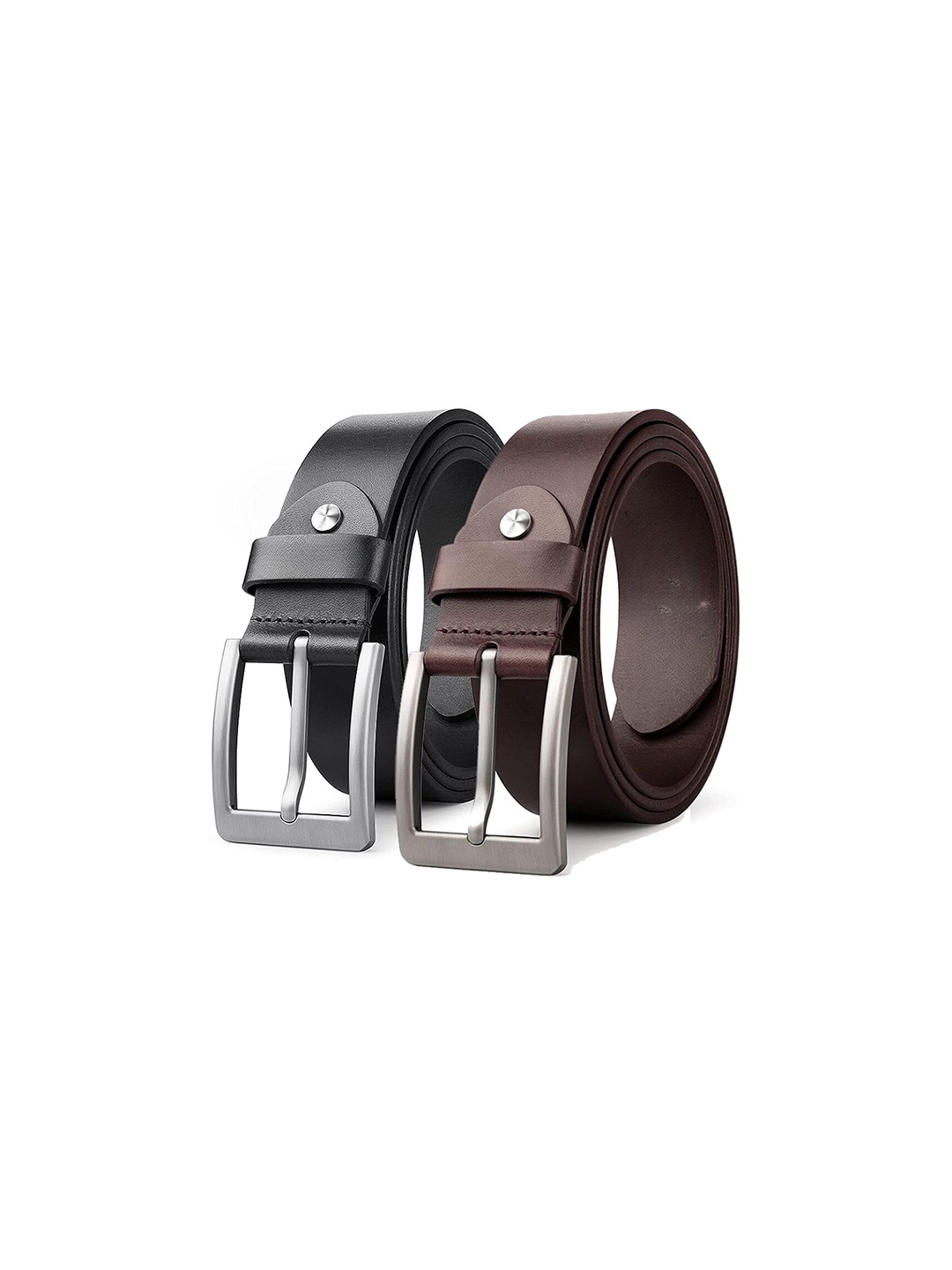

Roadster Men Set Of 2 Leather Formal Belts, Black