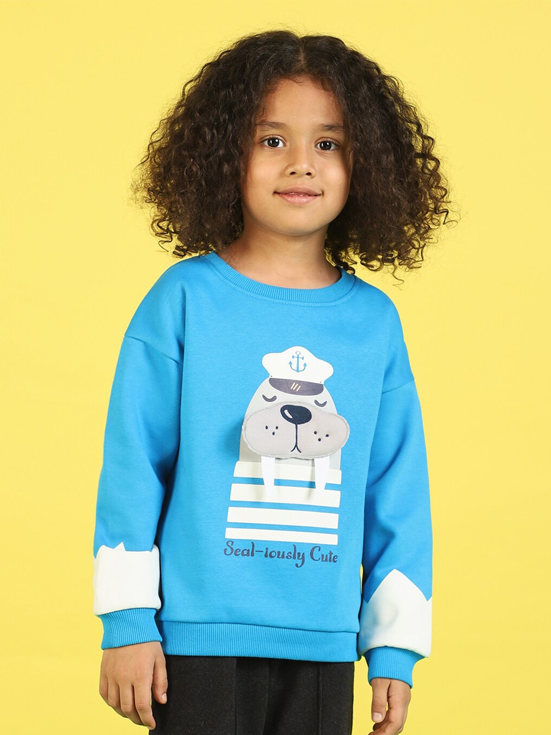 

Nauti Nati Boys Graphic Printed Long Sleeves Antimicrobial Applique Pullover Sweatshirt, Blue