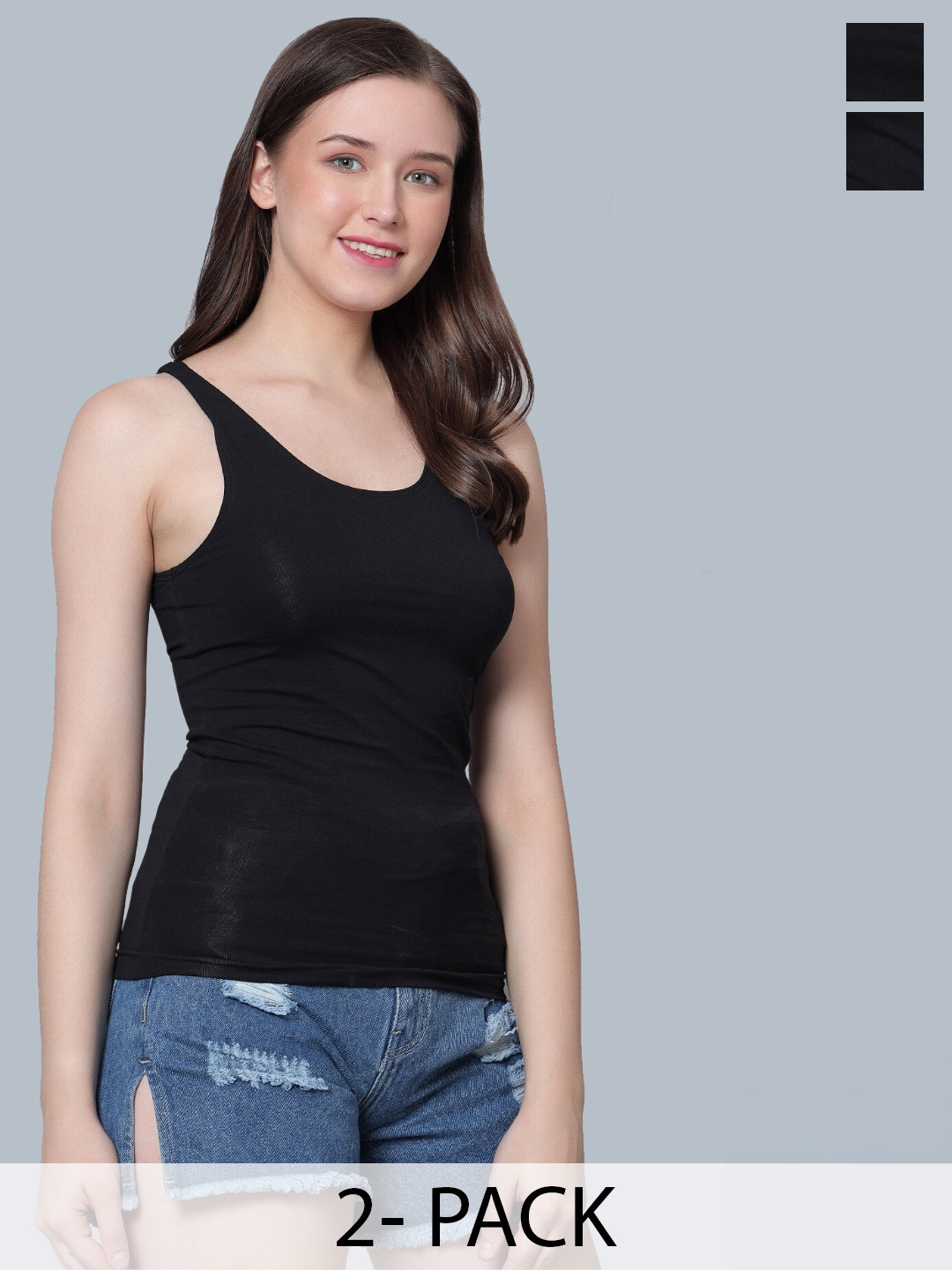 

Aimly Pack Of 2 Non Padded Camisoles, Black