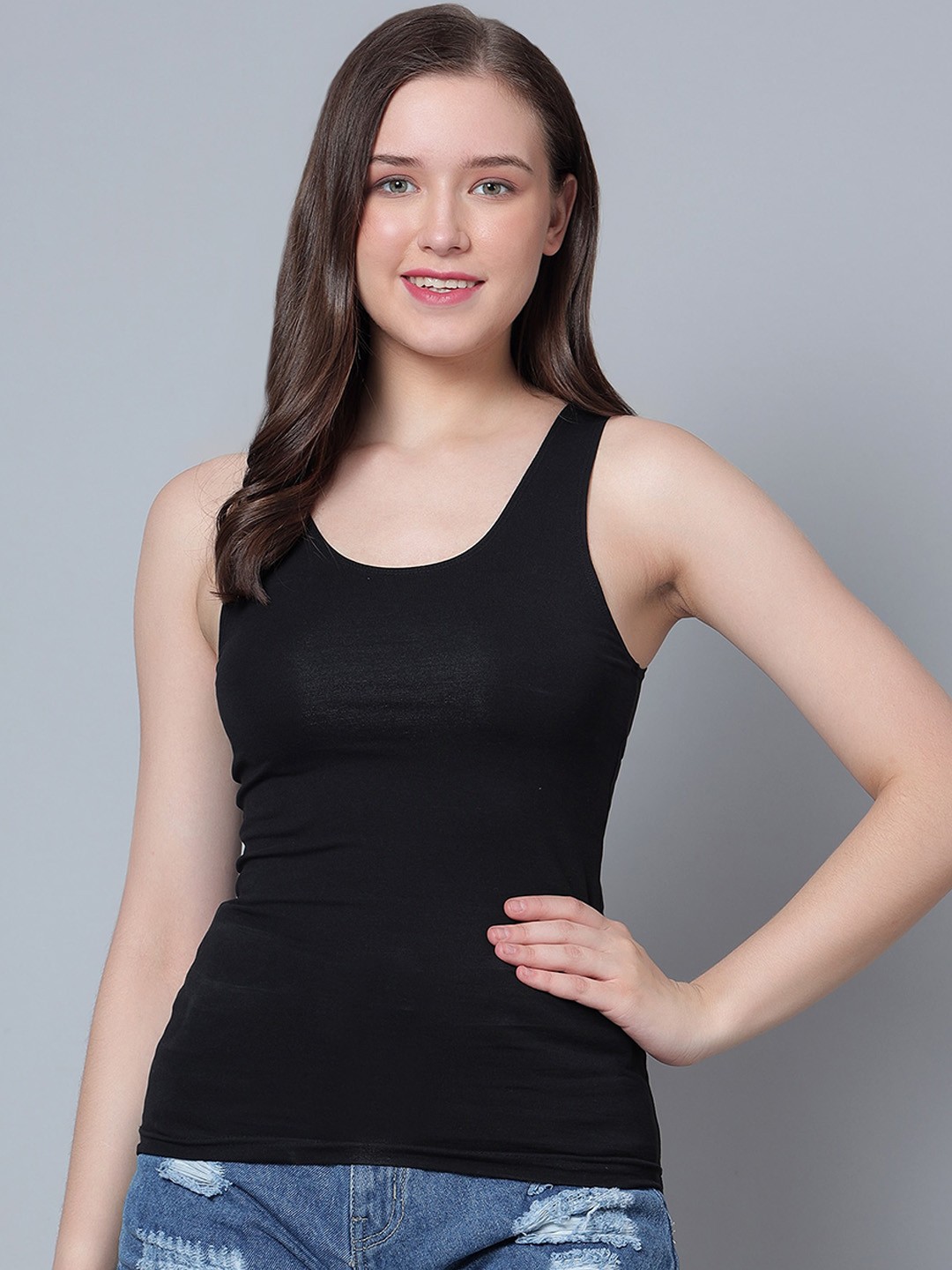 

Aimly Non Padded Lycra Camisoles, Black