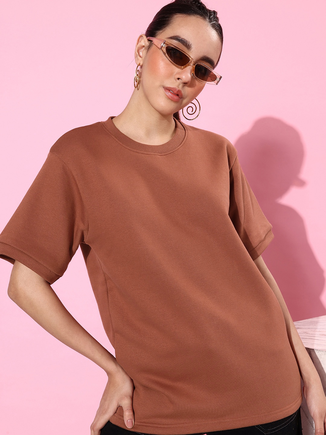 

DILLINGER Fleece Longline Oversized Sweatshirt, Brown