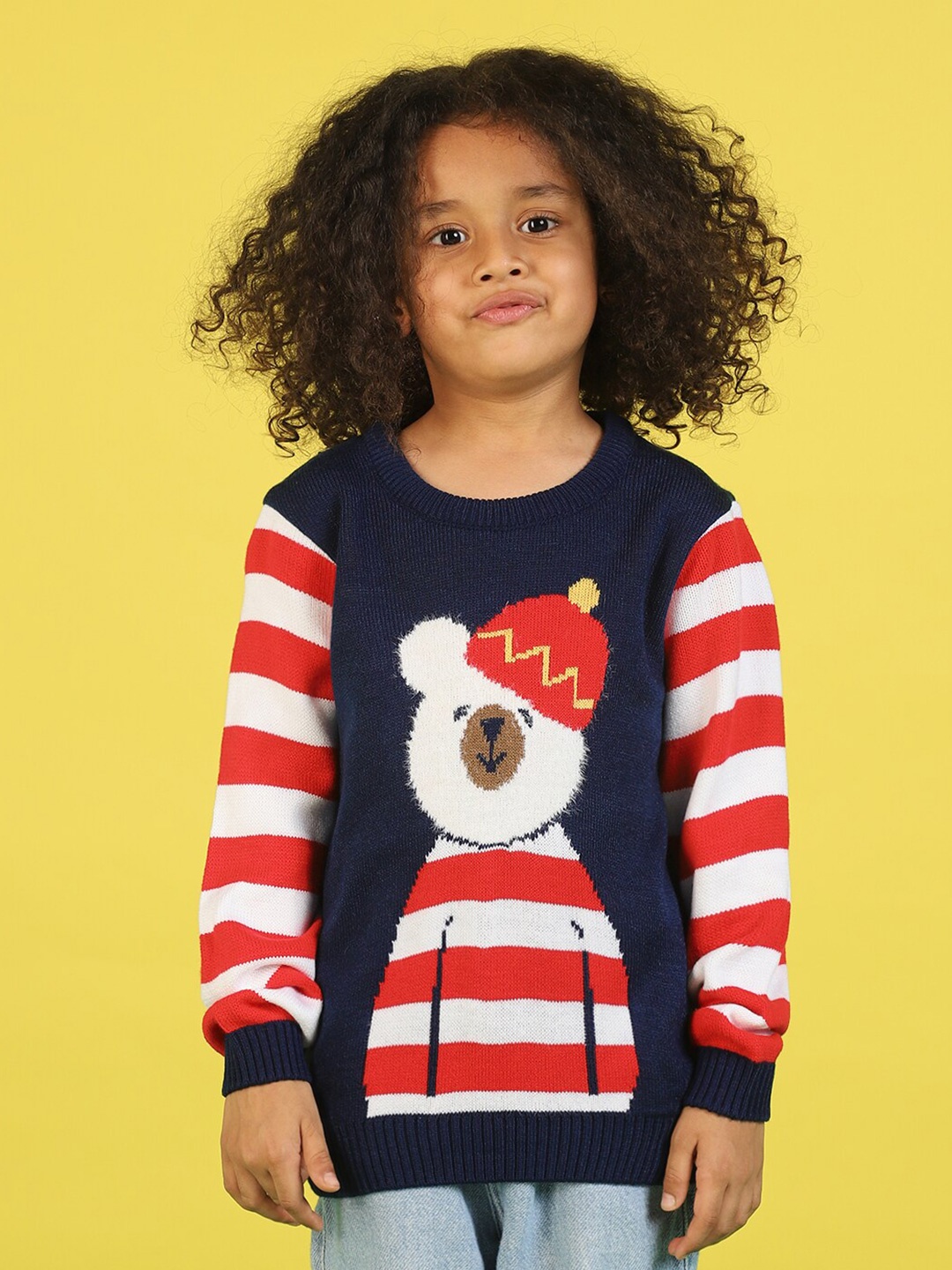 

Nauti Nati Boys Graphic Printed Jacquard-Knit Fuzzy Detail Ribbed Hooded Acrylic Pullover, Blue