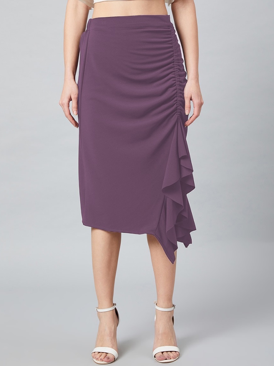 

Athena Gathered A-Line Midi Skirt, Purple