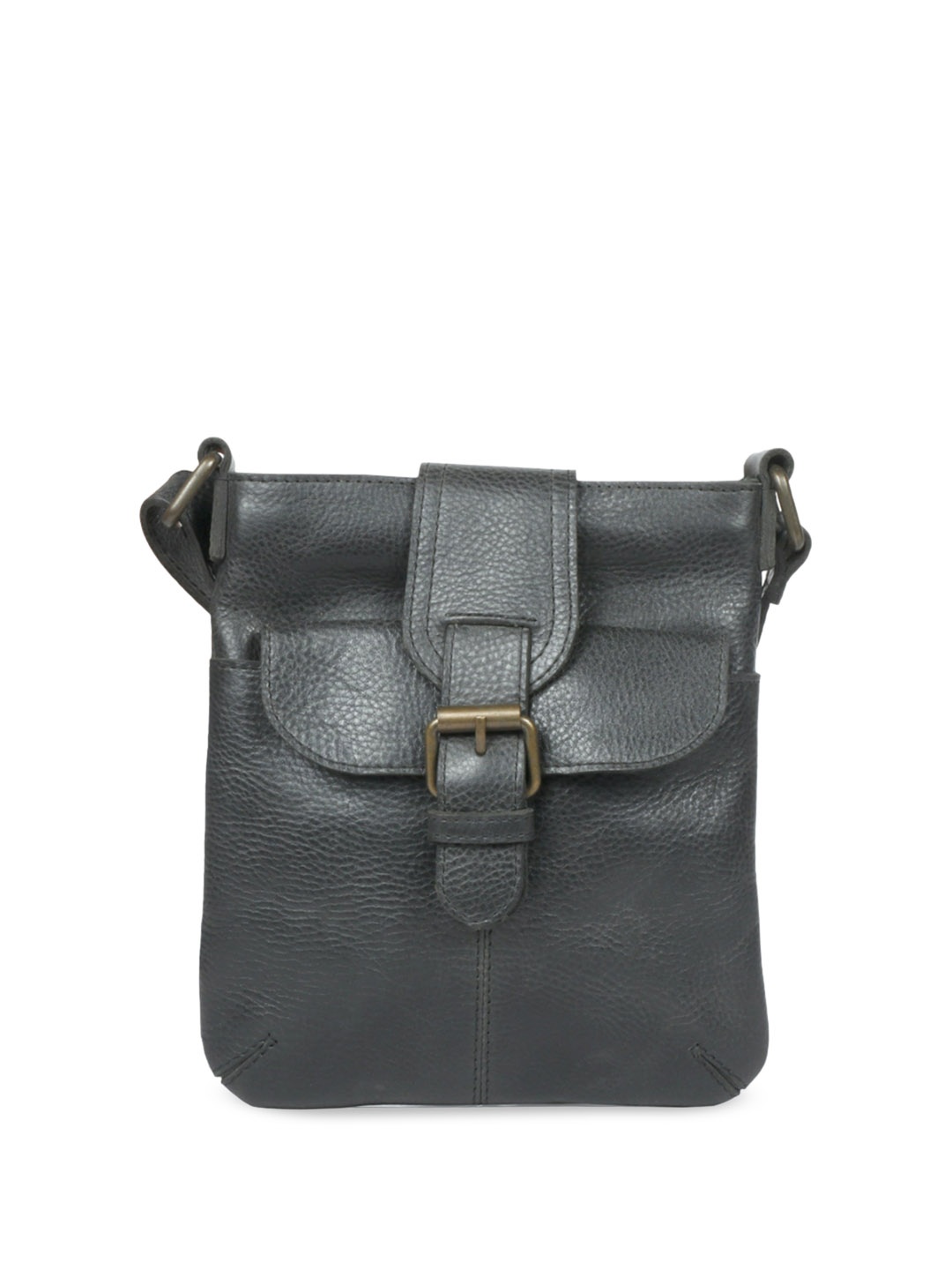 

Favore Leather Structured Sling Bag With Buckle Detail, Black