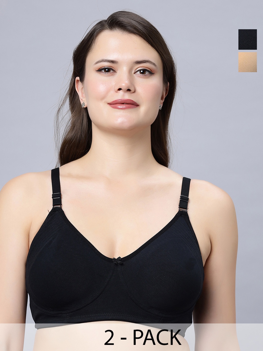 

In Care Pack Of 2 Full Coverage Non Padded Bras With All Day Comfort, Burgundy