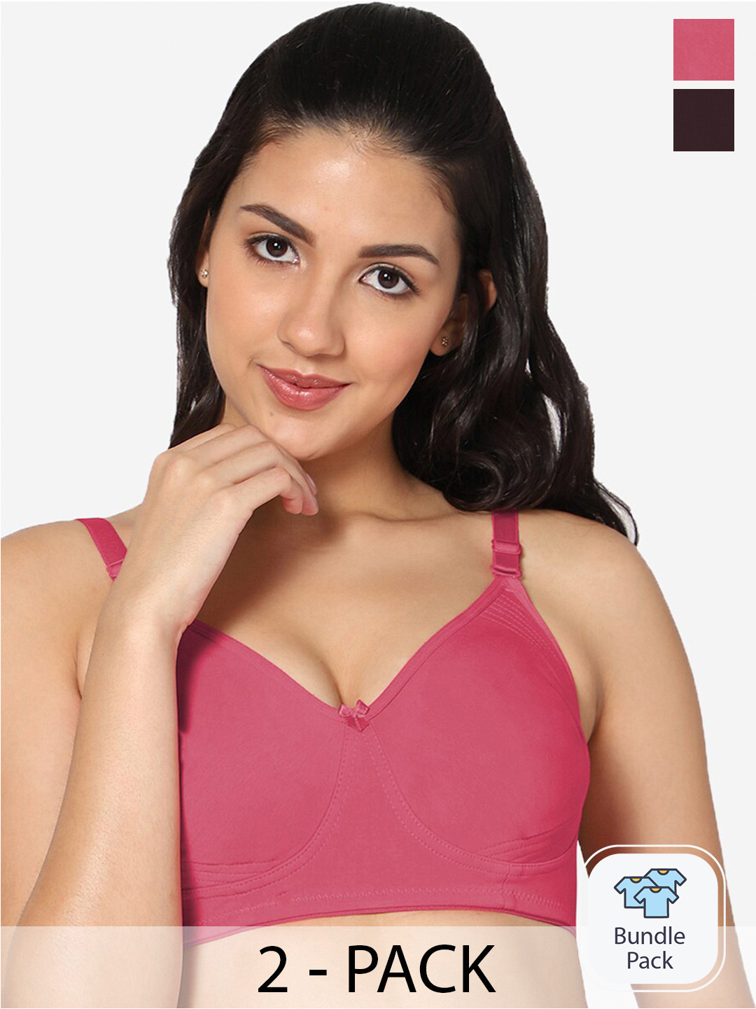 

In Care Pack Of 2 Full Coverage All Day Comfort Cotton T-shirt Bra, Brown