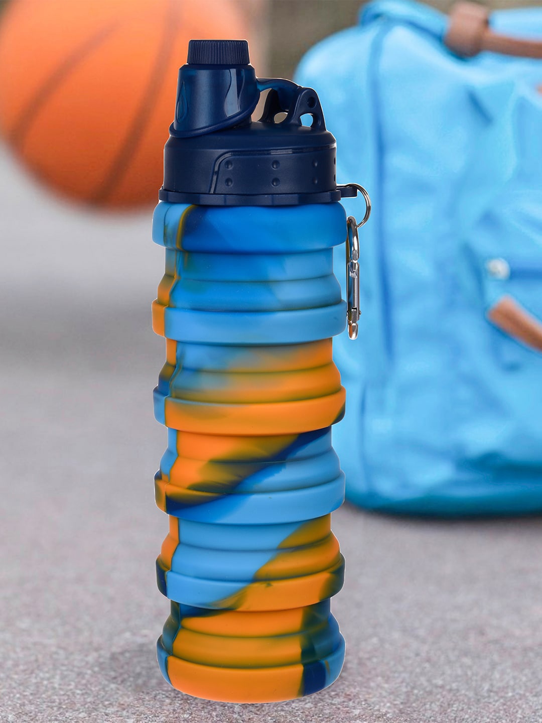 

Kuber Industries Blue Folding Water Bottle 500 ML