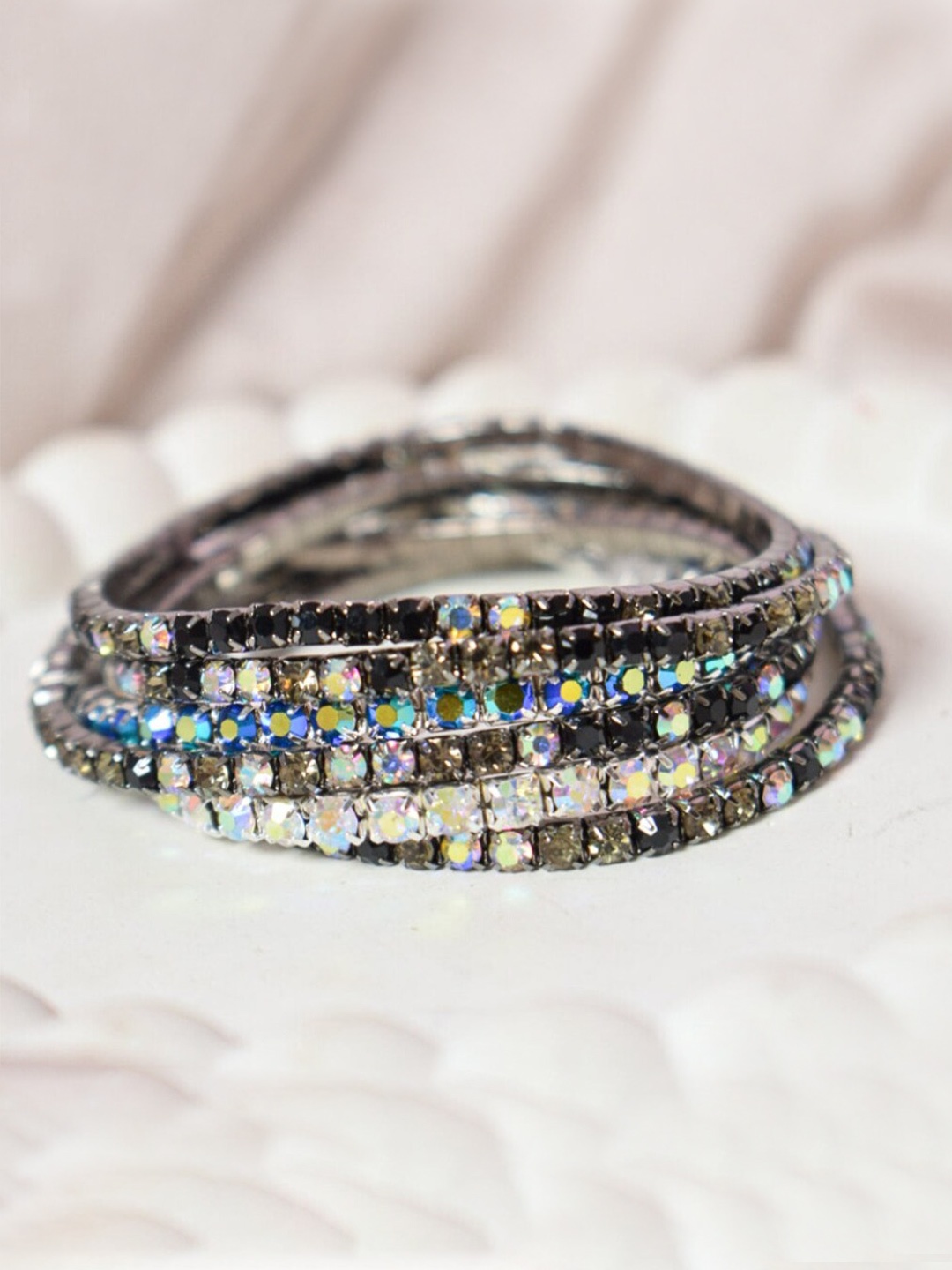 

SALTY Set of 5 Elasticated Bracelet, Silver