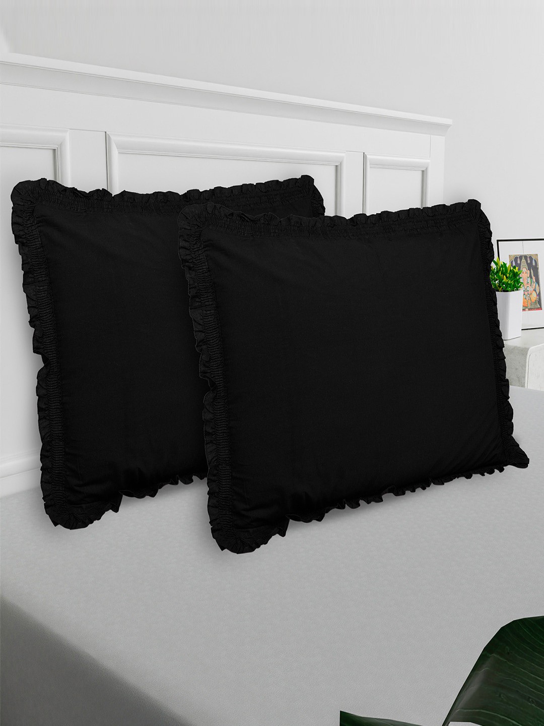 

Kuber Industries Black 4-Pieces Pure Cotton Pillow Covers