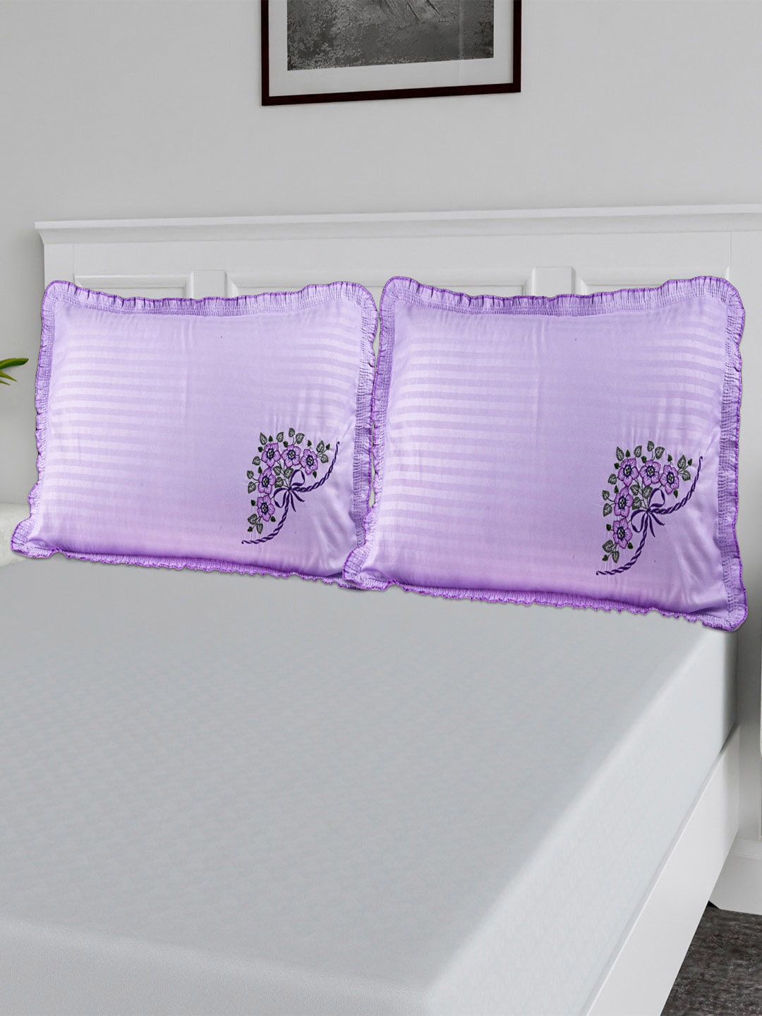 

Kuber Industries Purple 6-Pieces Embroidered Pure Cotton Pillow Covers