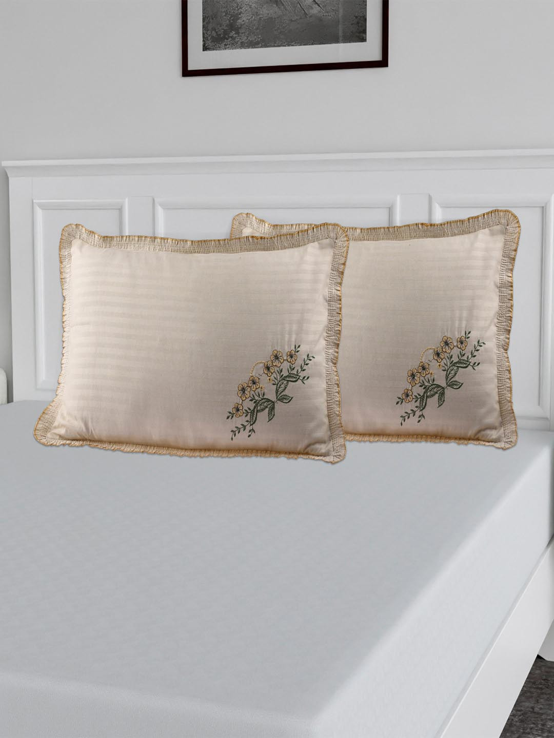 

Kuber Industries Green 4 Pieces Embroidered Pure Cotton Pillow Covers