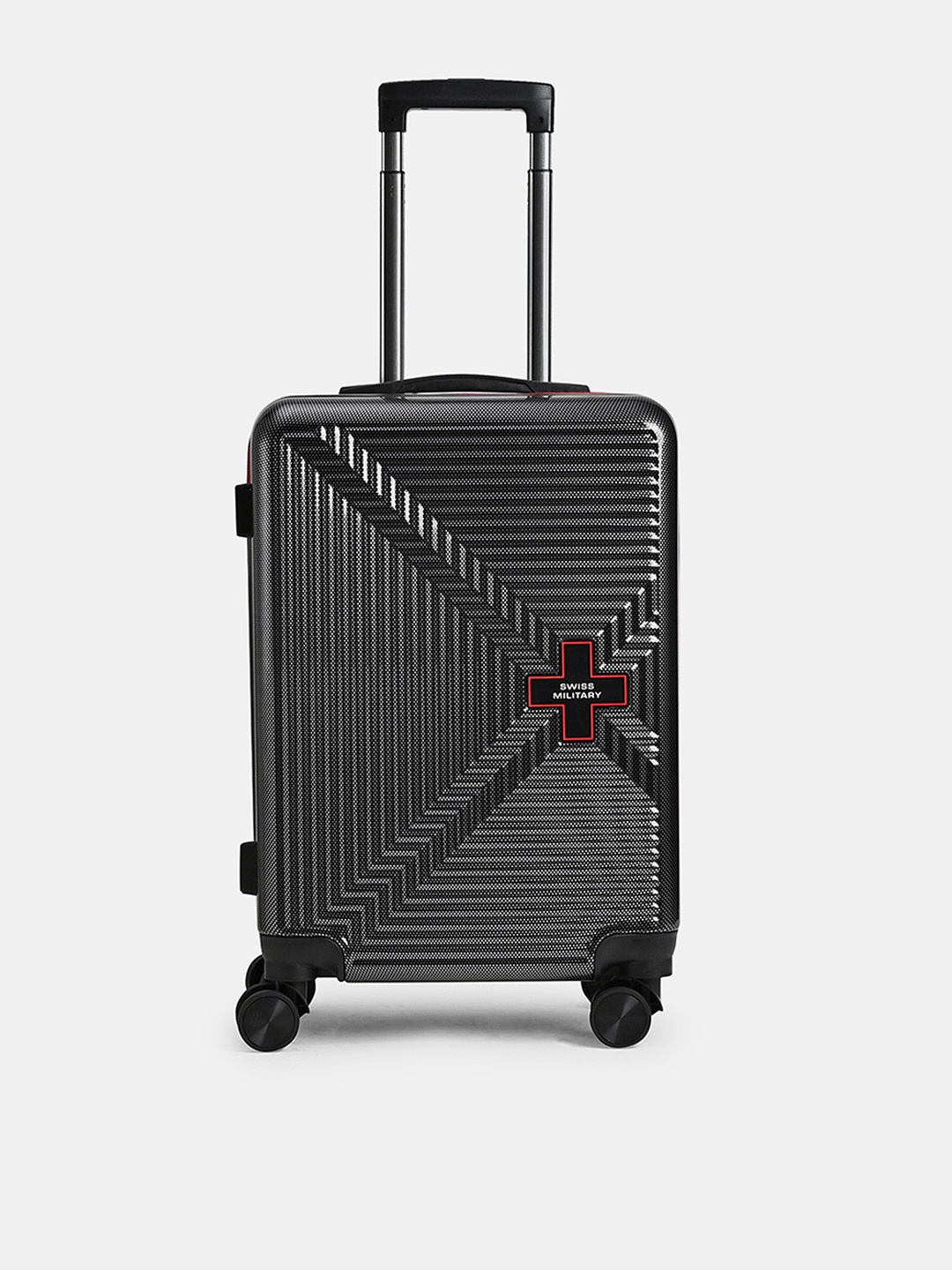 

SWISS MILITARY Textured Hard-Sided Cabin Trolley Suitcase, Black