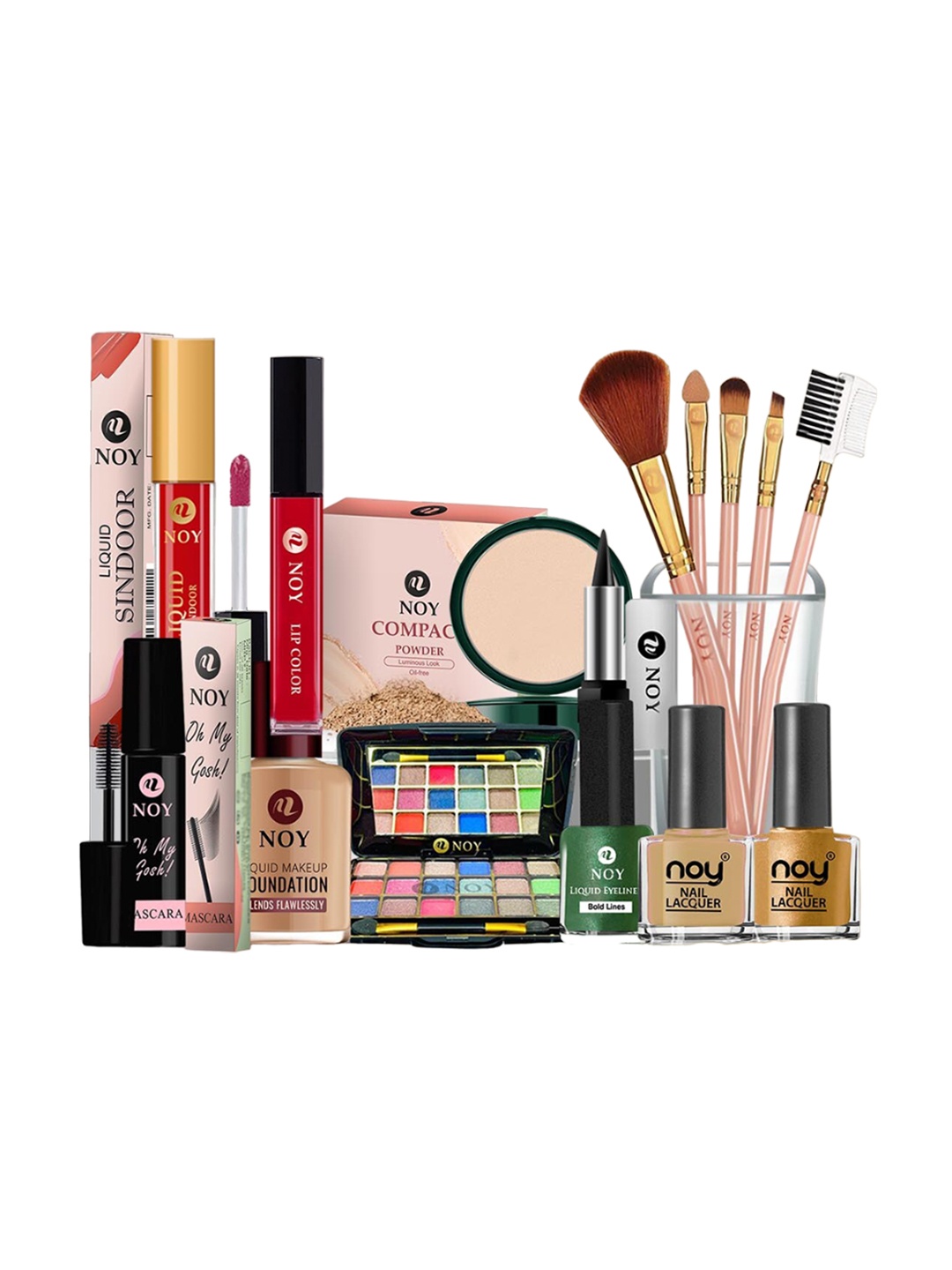 

NOY 15Pcs Luxurious Beauty Essentials - Combo No. 1213, Red
