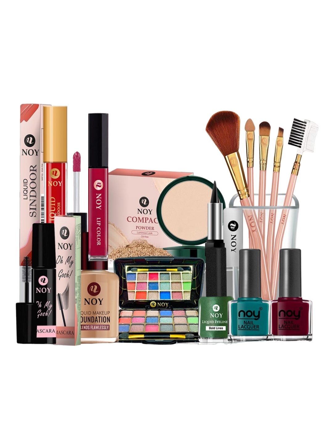 

NOY 15Pcs Luxurious Beauty Essentials - Combo No. 1332, Red