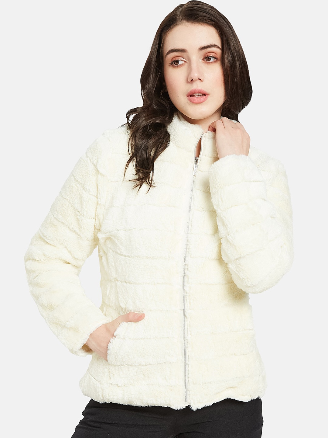 

METTLE Stand Collar Crop Puffer Jacket, White