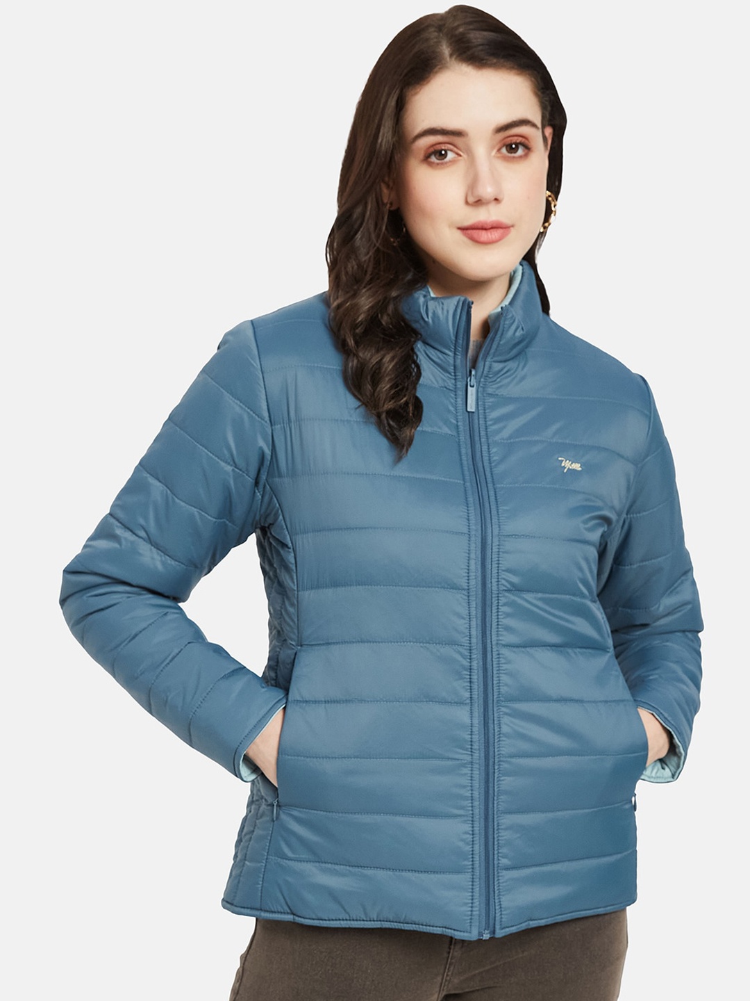 

METTLE Stand Collar Padded Jacket, Blue