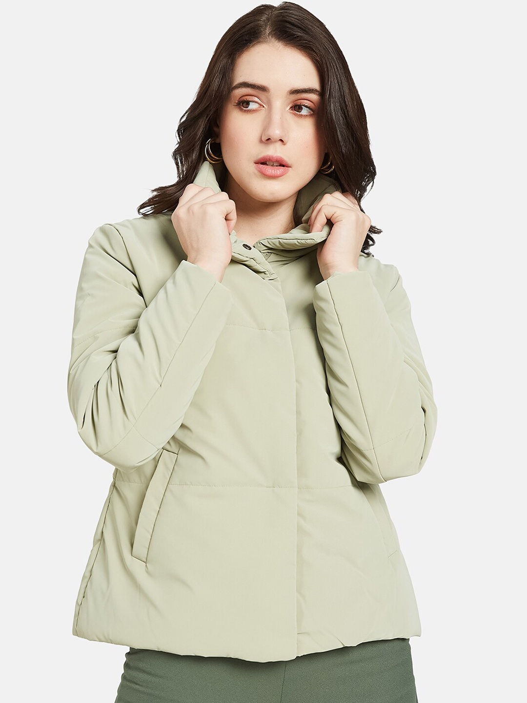 

METTLE Mock Neck Padded Jacket, Green