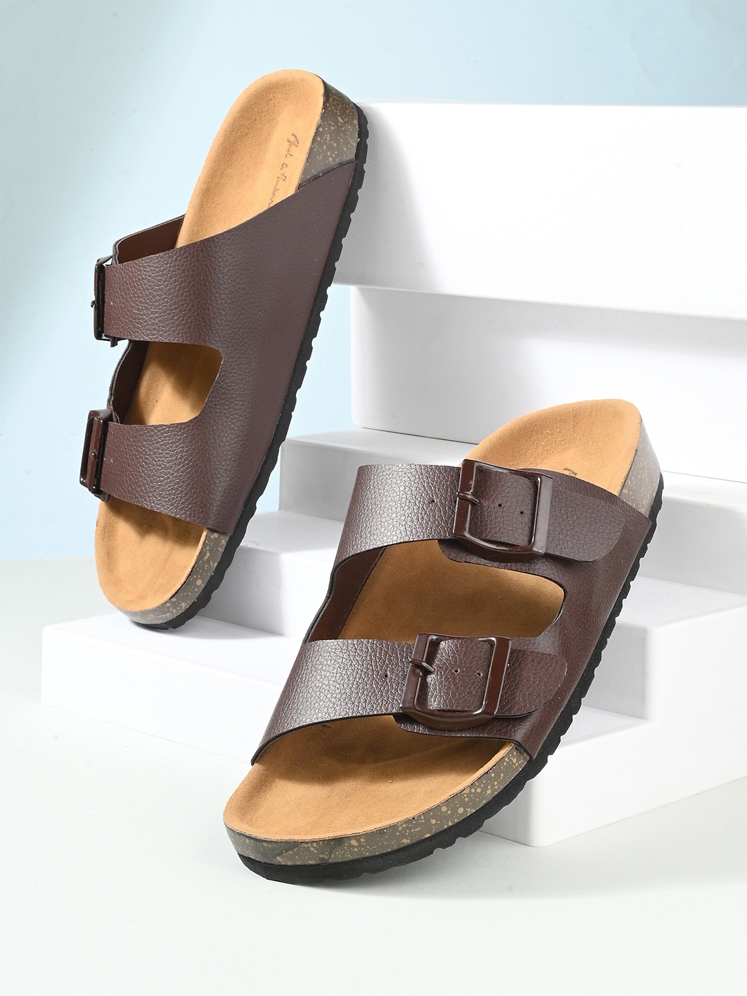 

Mast & Harbour Brown & Tan Comfort Sandals With Buckle