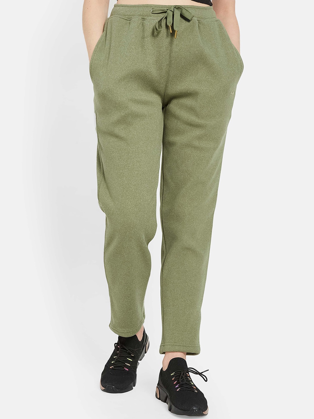 

METTLE Women Mid Rise Cotton Track Pants, Olive