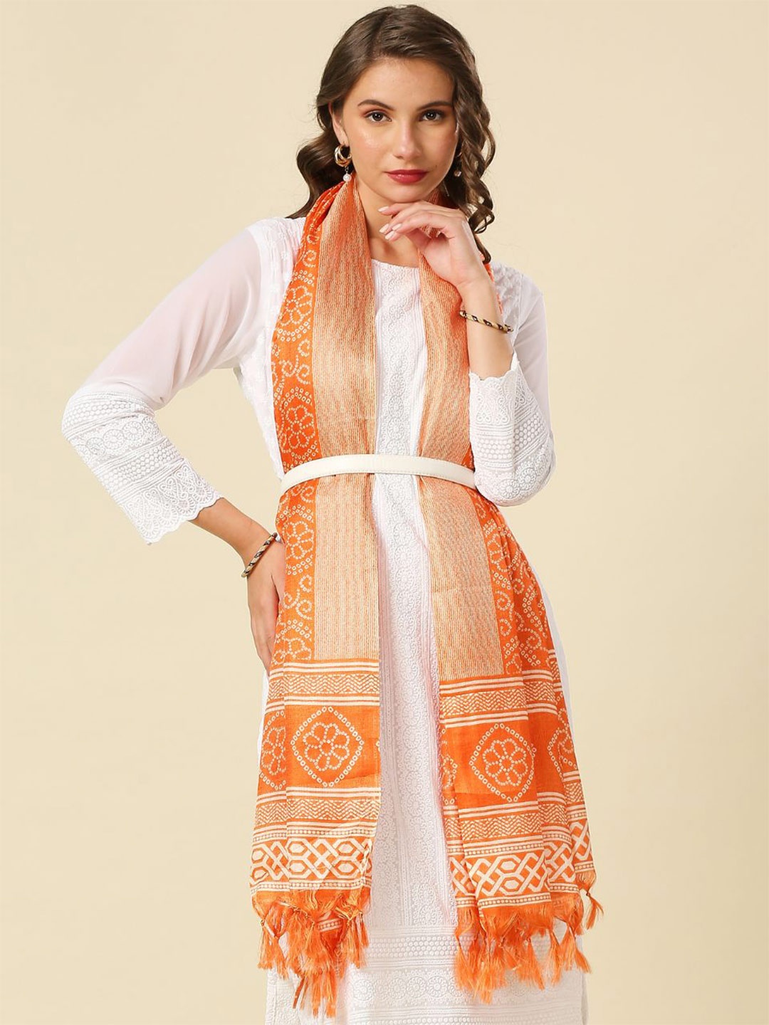 

Dupatta Bazaar Bandhini Printed Art Silk Dupatta, Orange