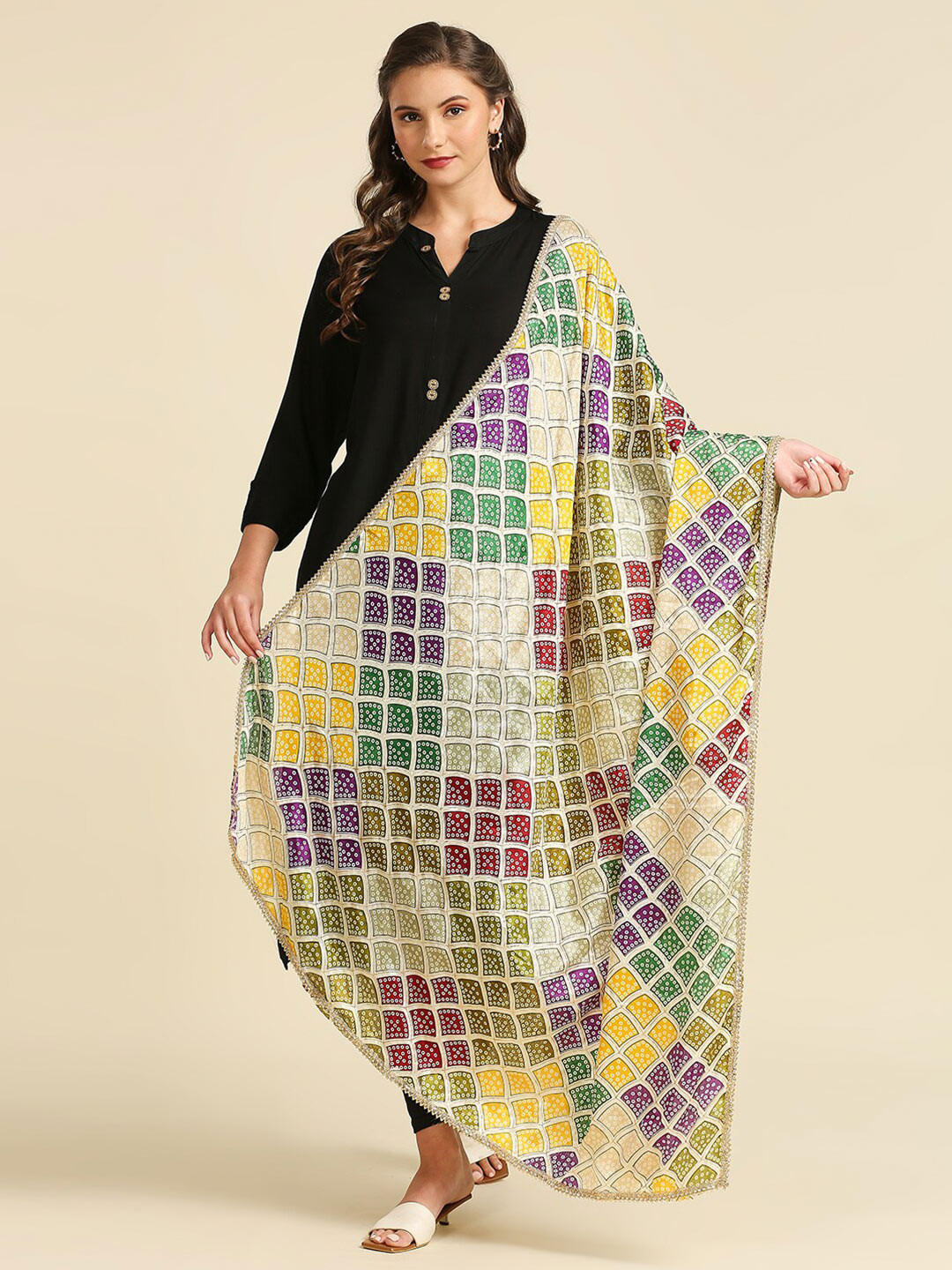 

Dupatta Bazaar Bandhini Printed Dupatta, Green