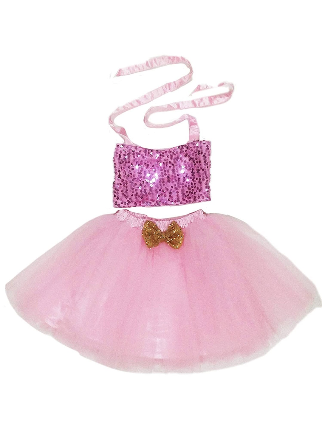 

TILISM Girls Embellished Sequinned Net Clothing Set, Pink