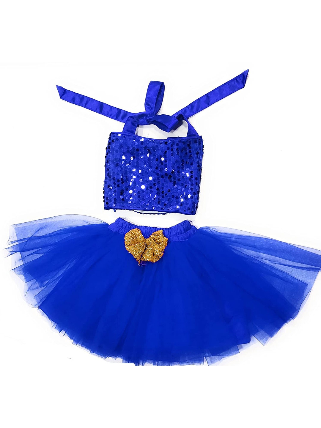 

TILISM Girls Embellished Tie-Up Neck Sleeveless Top & Skirt, Blue