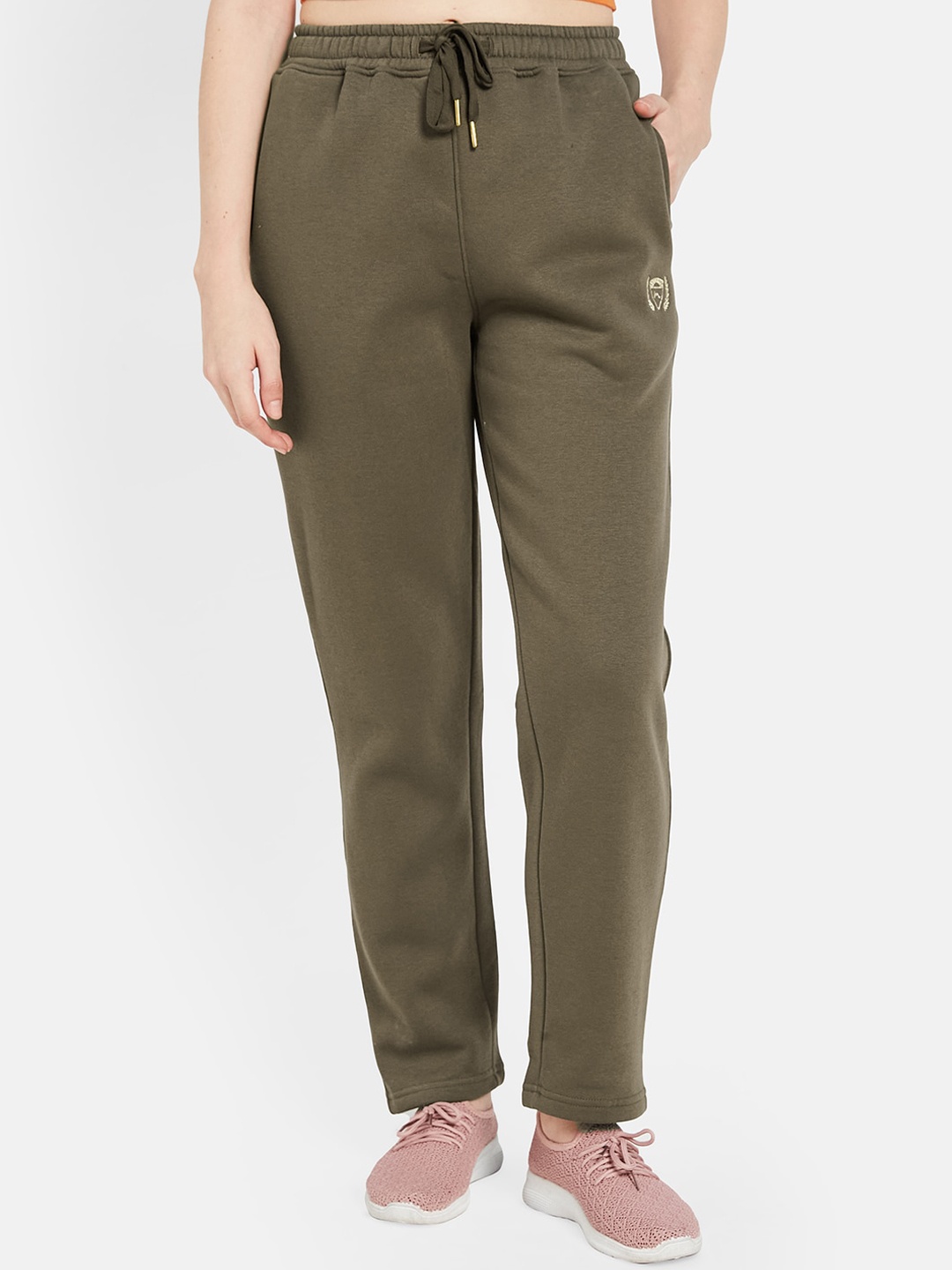 

METTLE Women Mid Rise Track Pants, Olive