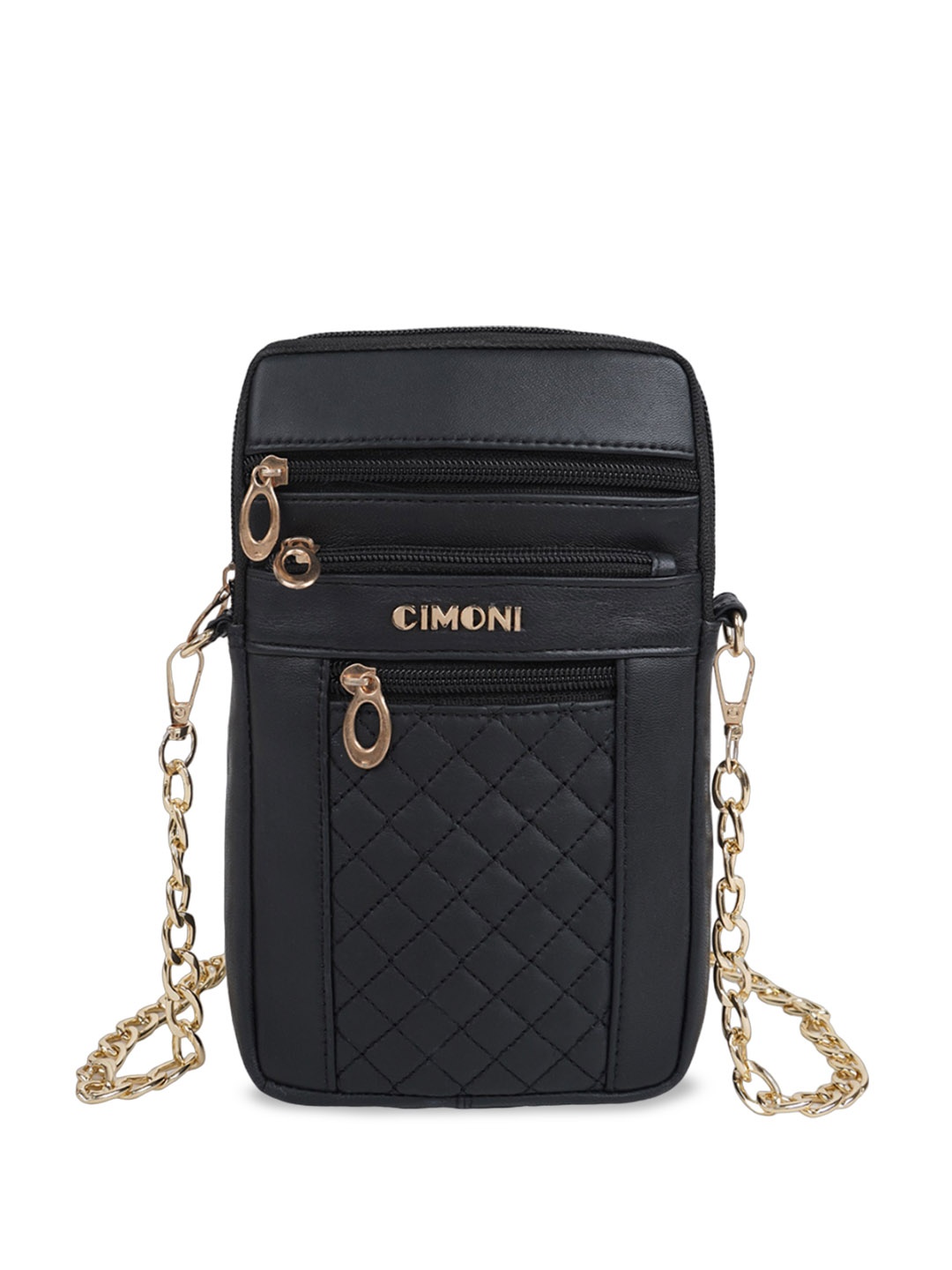 

CIMONI Textured Leather Structured Sling Bag, Black