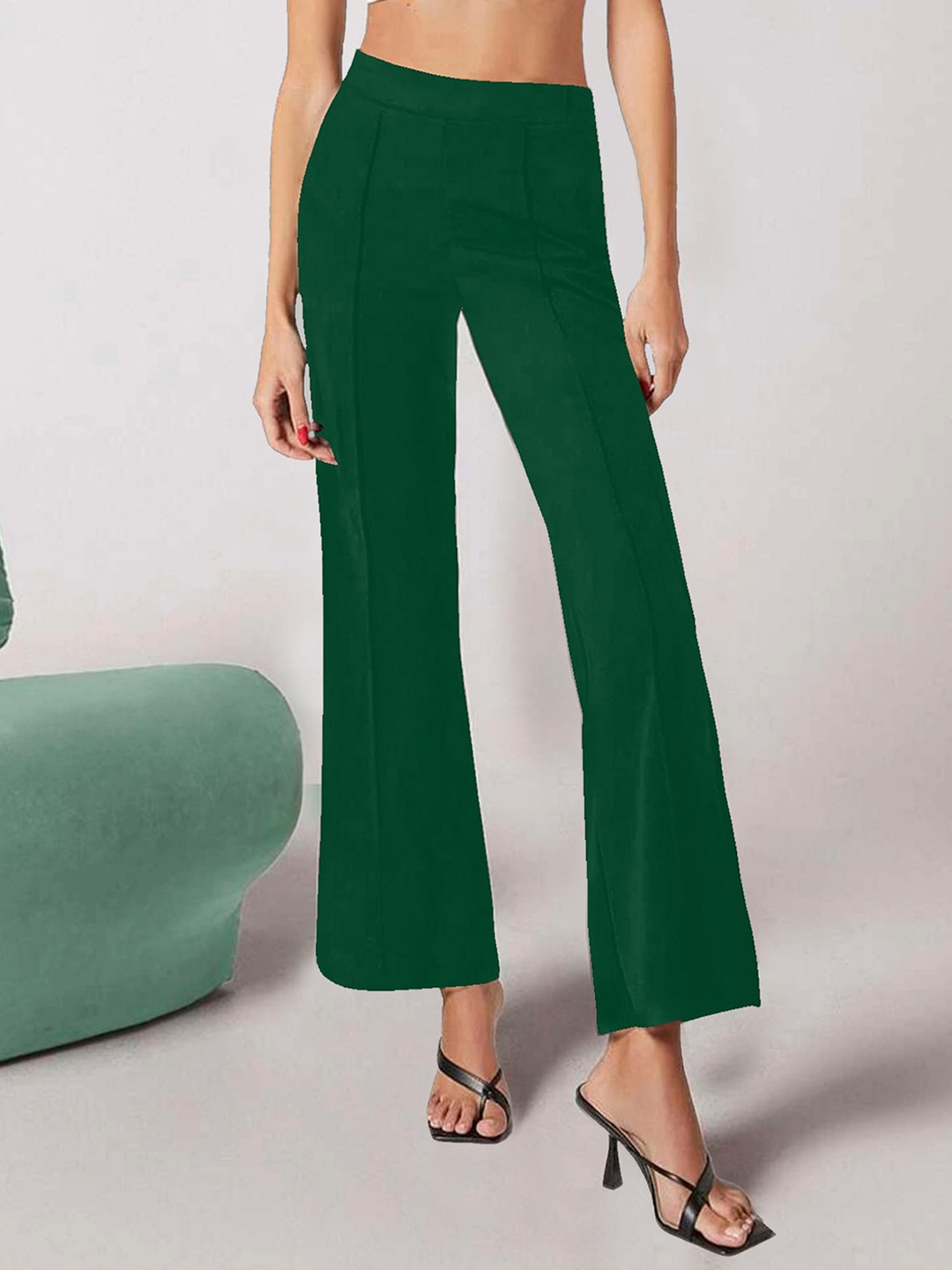 

Dream Beauty Fashion Women Flared Wrinkle Free Bootcut Trouser, Green