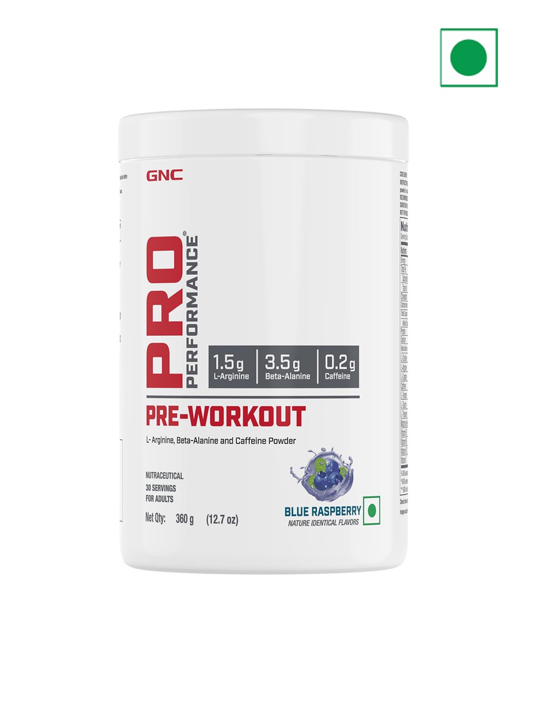 

GNC Pro Performance Pre-Workout Blue Raspberry Flavour Powder - 360 gms, White