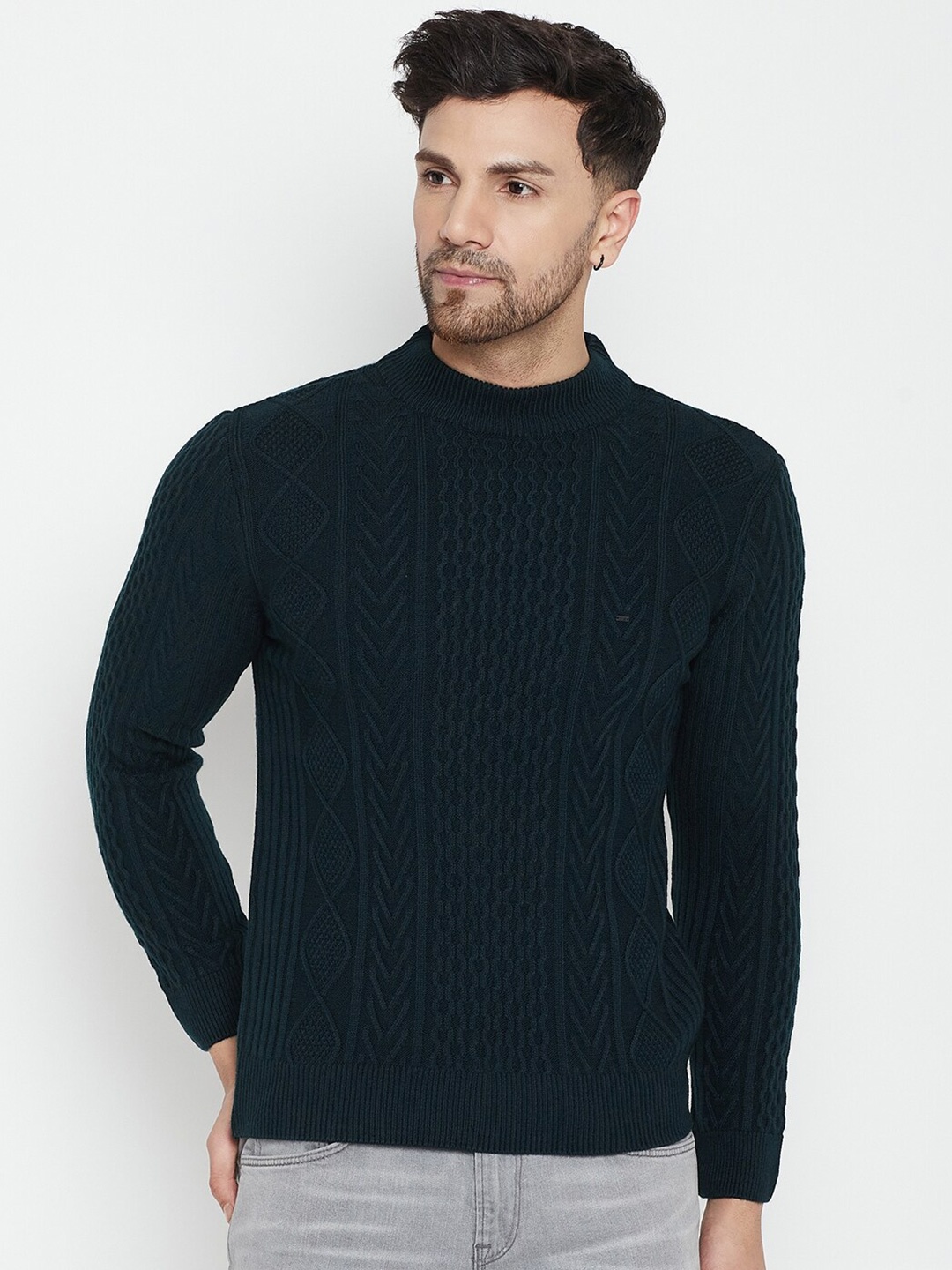 

Okane Cable Knit Pullover Acrylic Sweater, Green