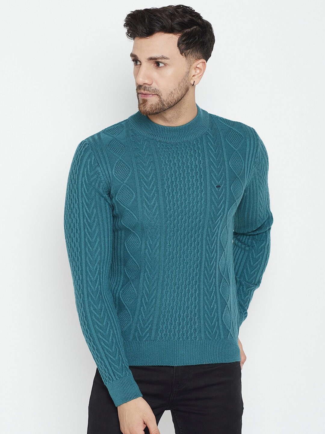 

Okane Cable Knit Pullover Acrylic Sweater, Green