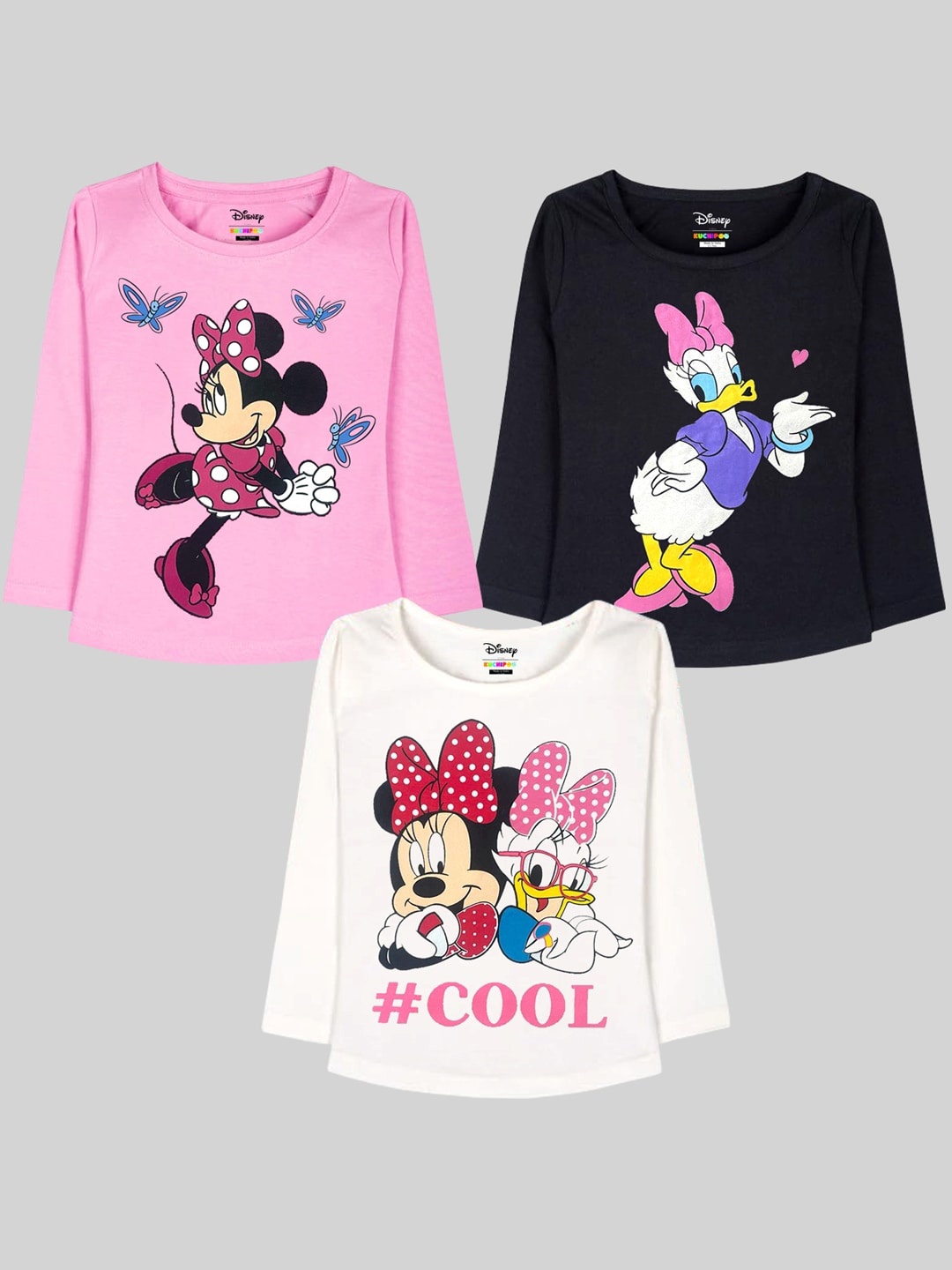 

KUCHIPOO Girls Pink 3 Printed T-shirt