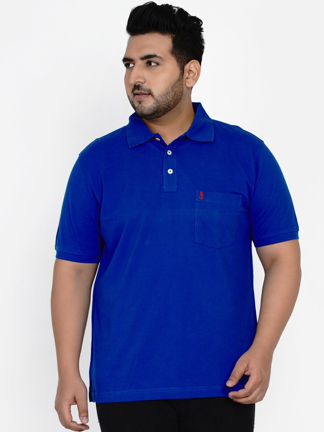 

Santonio Plus Size Polo Collar Cotton T-Shirt, Blue