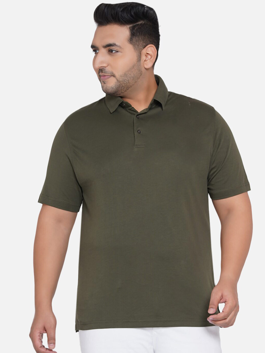 

Santonio Plus Size Polo Collar Cotton T-Shirt, Green