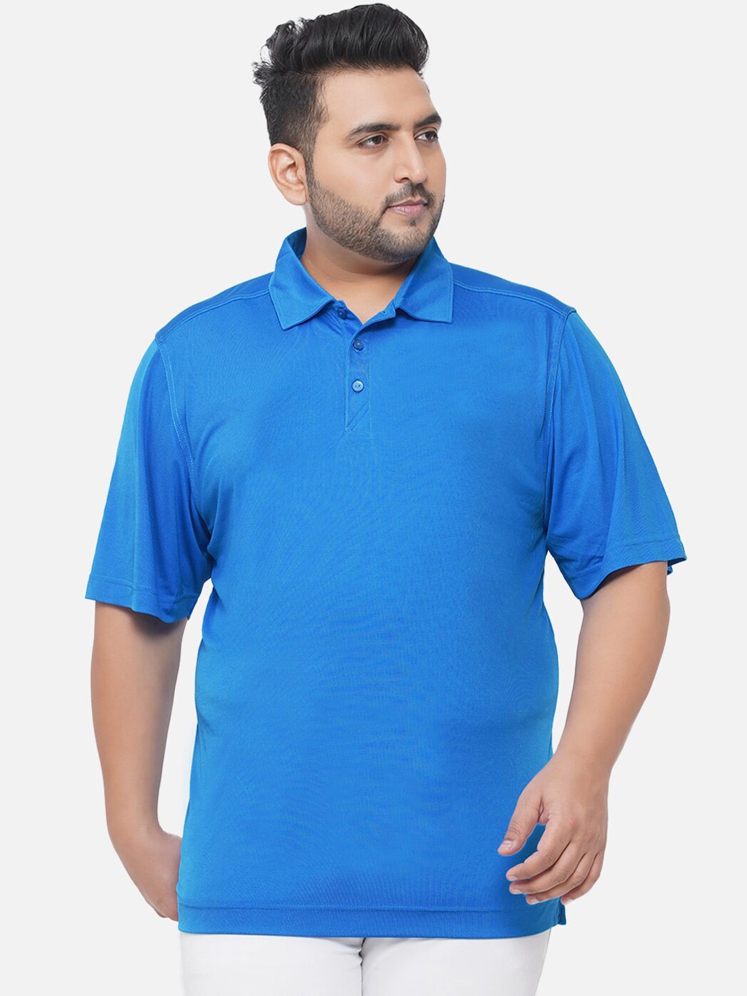 

Santonio Plus Size Polo Collar Regular Fit Cotton T-shirt, Blue